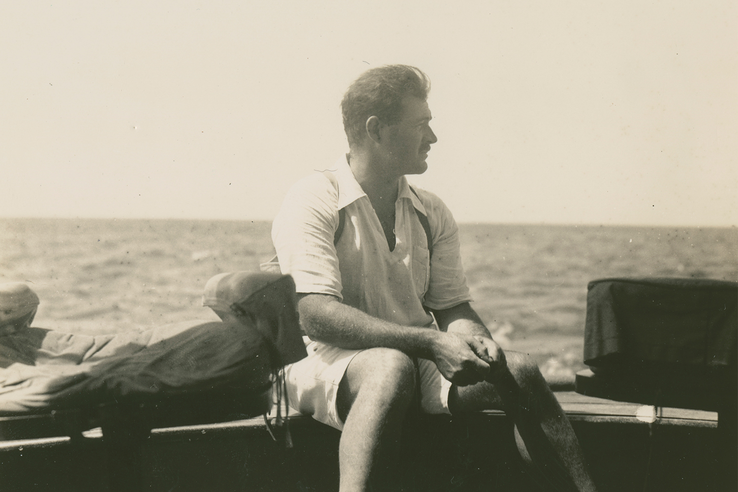 Ernest Hemingway on the fishing boat Anita around 1929