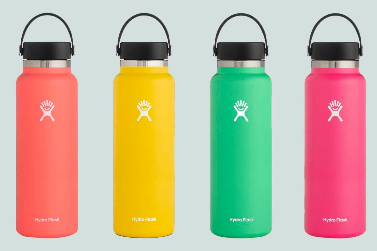 Hydro Flask 40oz water bottles in four bright colors