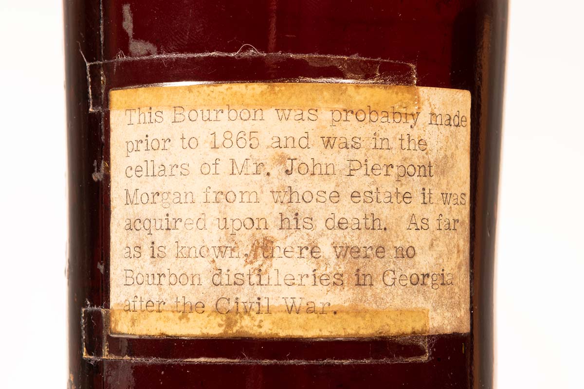 the text on the back of a bottle of Old Ingledew Whiskey, which may hail from the 18th century