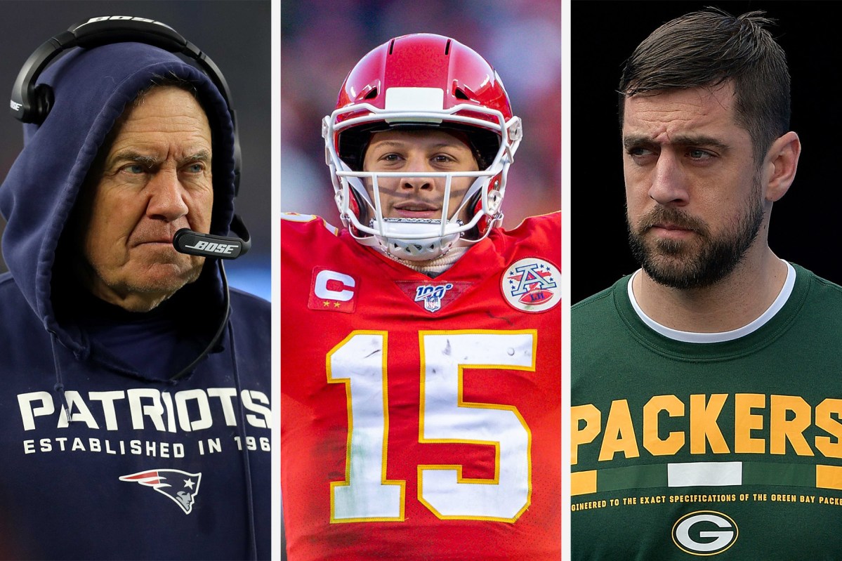 bill belichick, patrick mahomes and aaron rodgers
