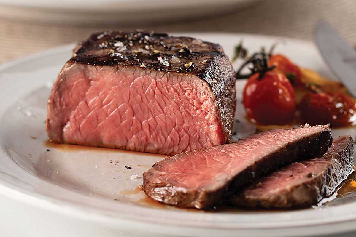 A cut-open top sirloin from Omaha Steaks' Butcher's Cut Assortment