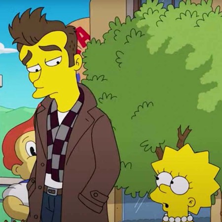 Benedict Cumberbatch as the singer Quilloughby on "The Simpsons,' walking with fan Lisa Simpson. Morrissey has called out the show for a "hateful" parody