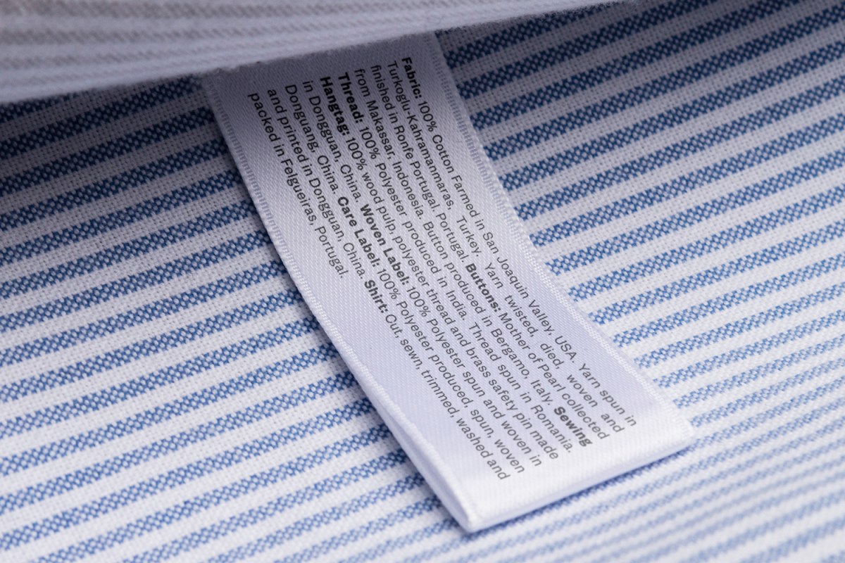 The traceability tag on clothing from menswear company Asket