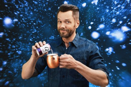 Joel McHale drinking a Moscow Mule with Q Mixers