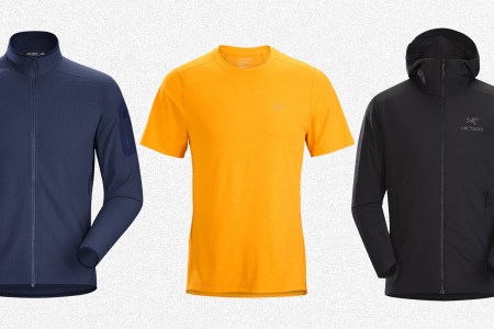 A fleece jacket, running T-shirt and shell from Arc'teryx