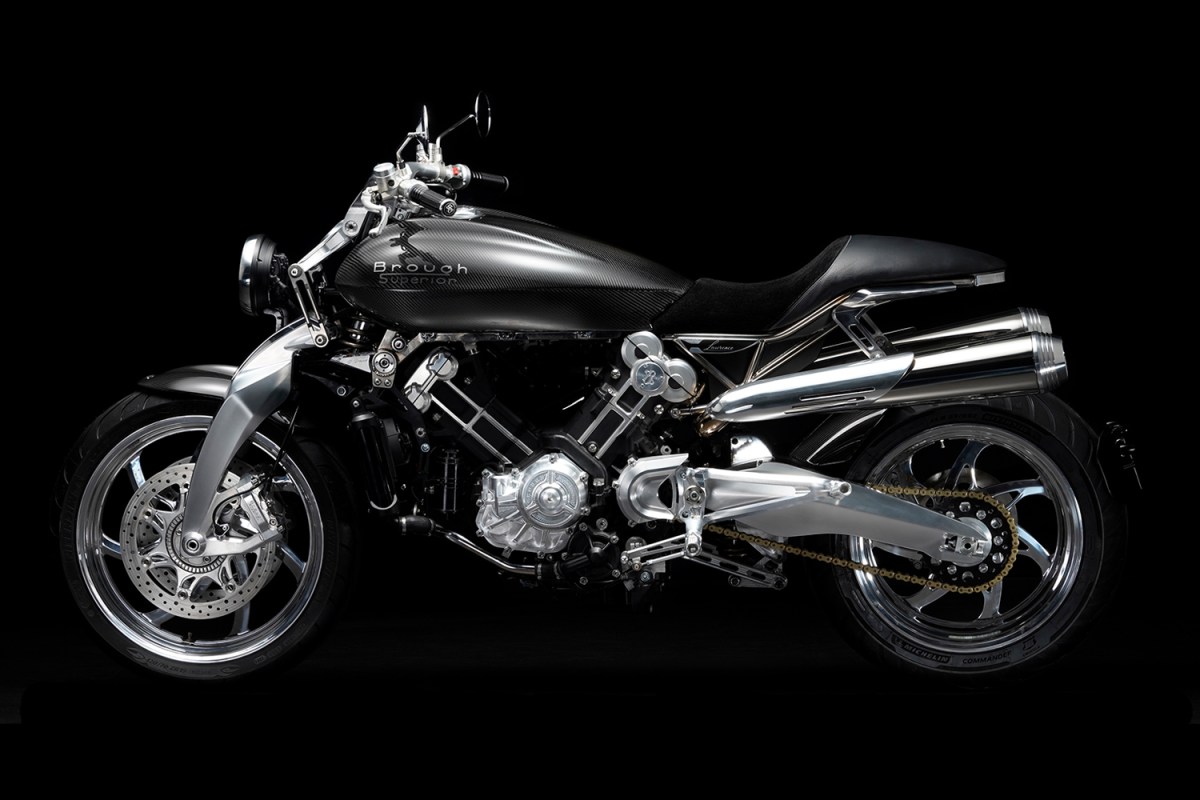 The Lawrence motorcycle from Brough Superior on a black background