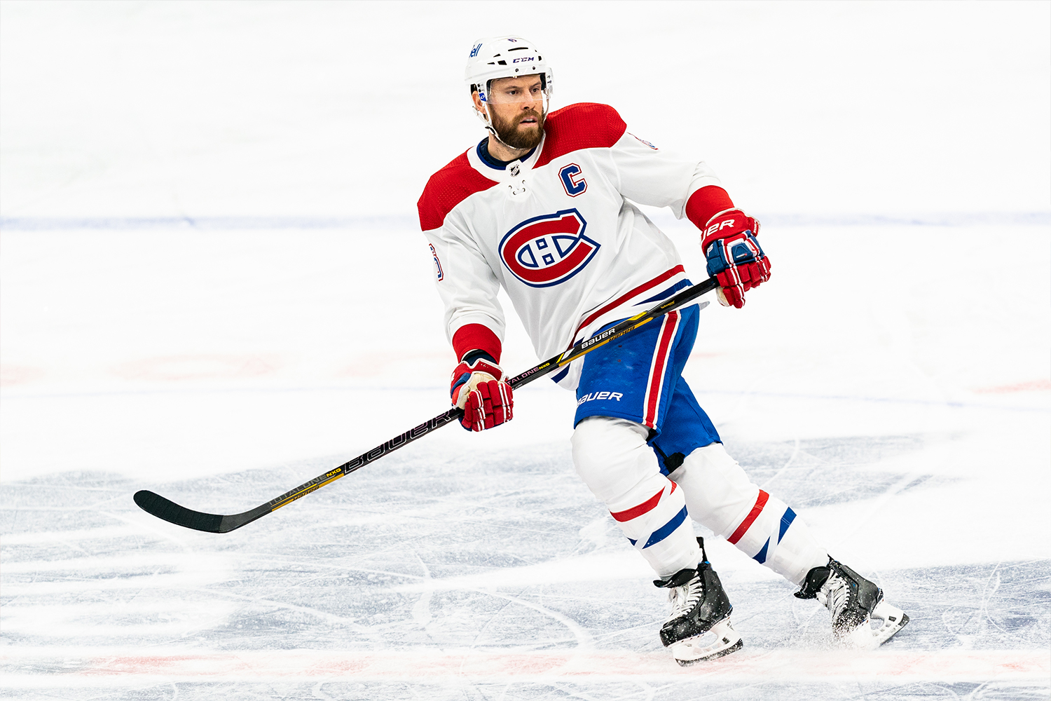 Shea Weber #6 of the Montreal Canadiens skates against the Toronto Maple Leafs during the first period at the Scotiabank Arena on April 7, 2021