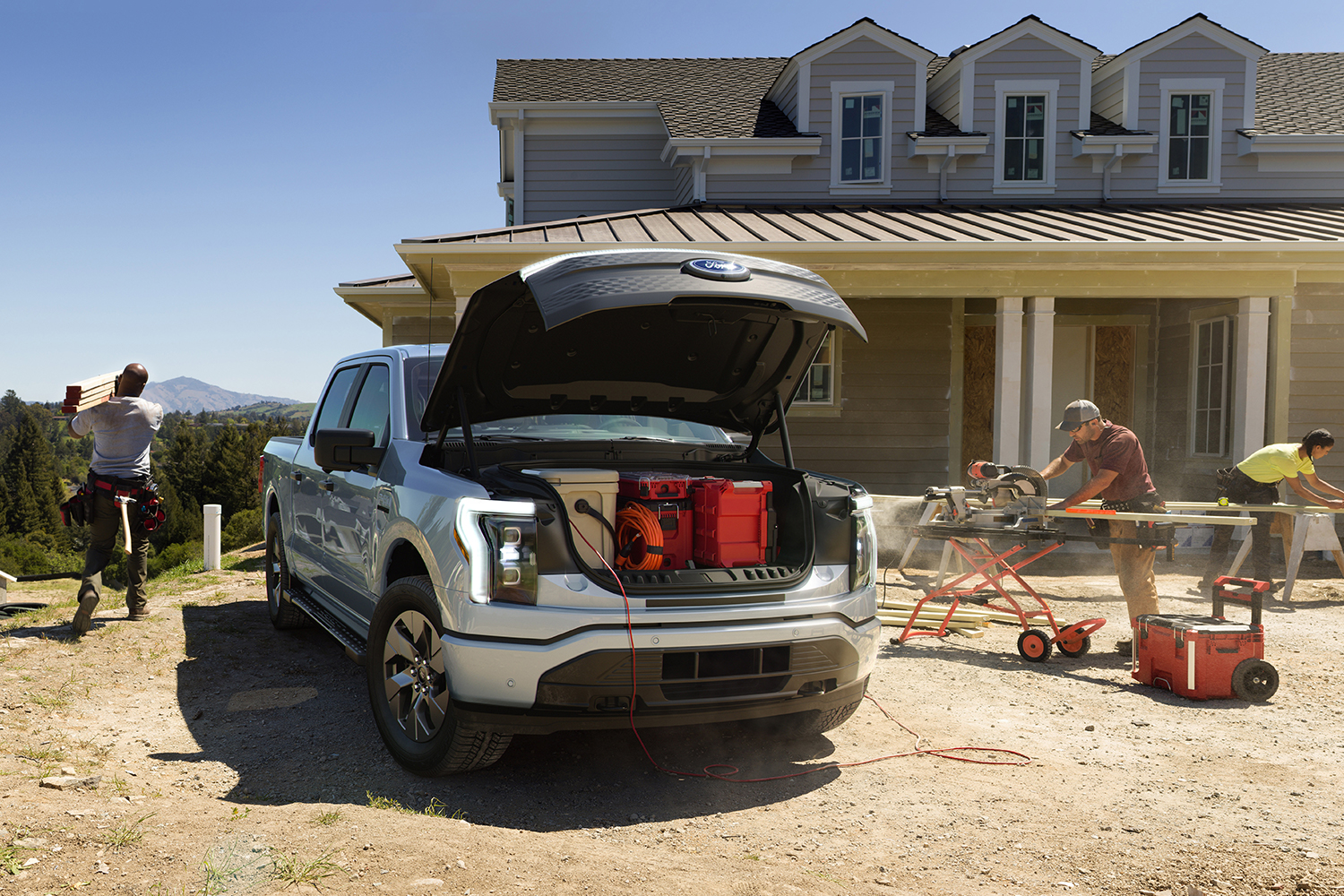 The Ford F-150 Lightning at a construction worksite