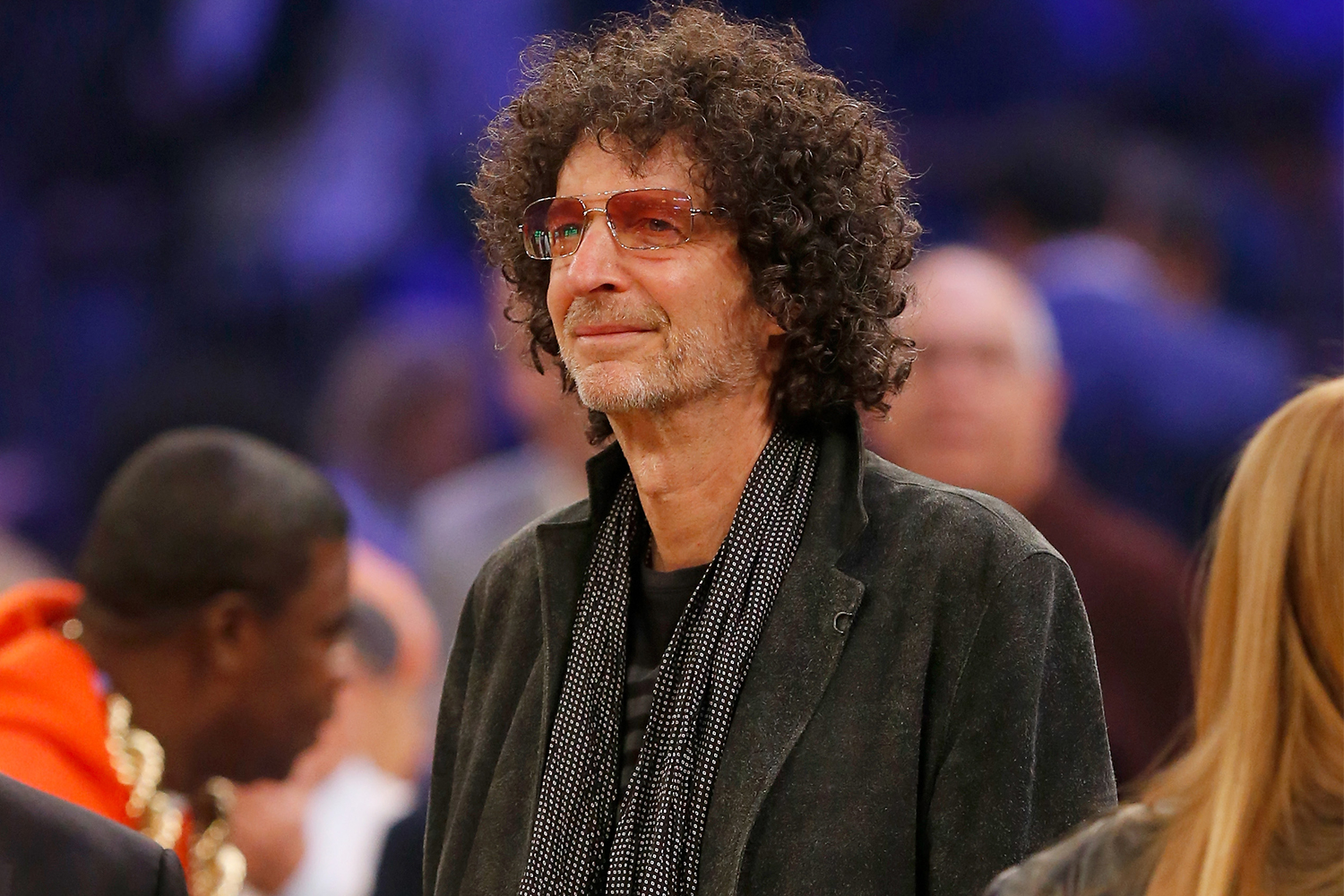 Radio host Howard Stern courtside at a New York Knicks game at Madison Square Garden in 2018