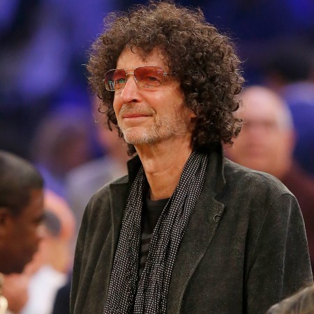 Radio host Howard Stern courtside at a New York Knicks game at Madison Square Garden in 2018