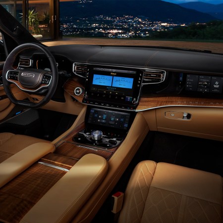 The interior cabin of the new Jeep Grand Wagoneer featuring a McIntosh sound system