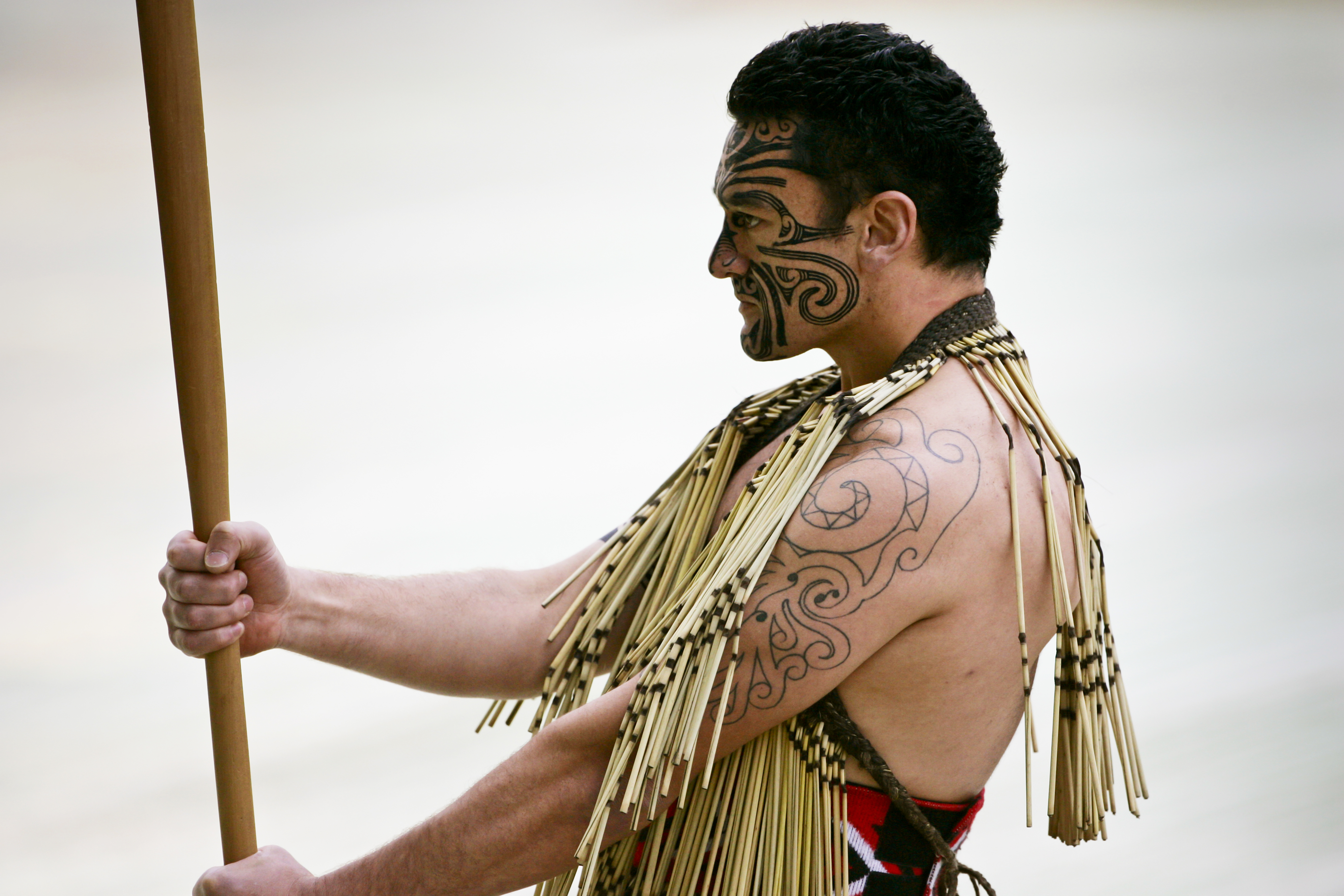 A traditional Haka performed by a Maori warrior