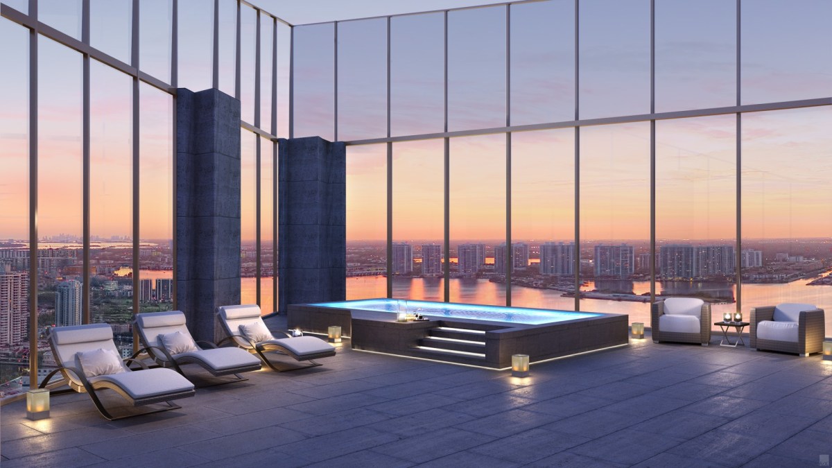Rooftop pool in Penthouse 1 at Residences by Armani/Casa in Sunny Isles Beach, Florida