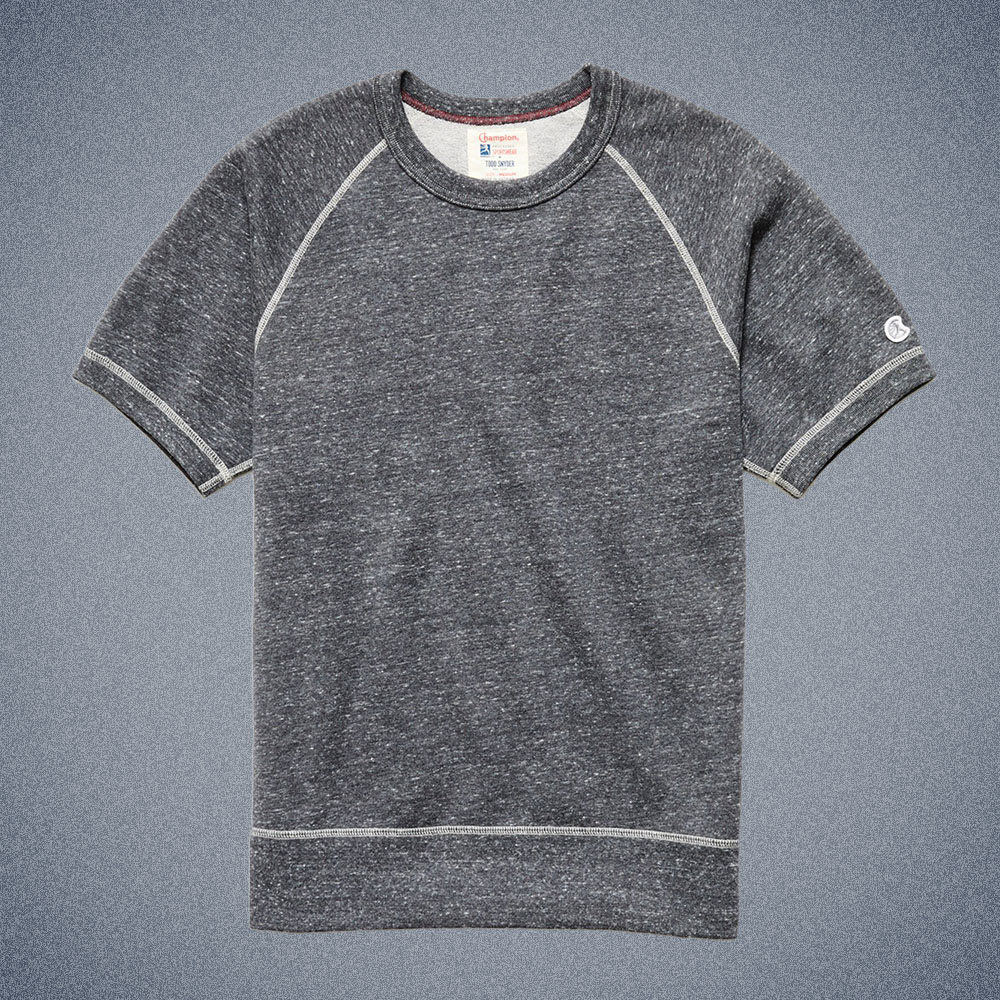Todd Snyder Midweight Short Sleeve Sweatshirt in Charcoal Mix