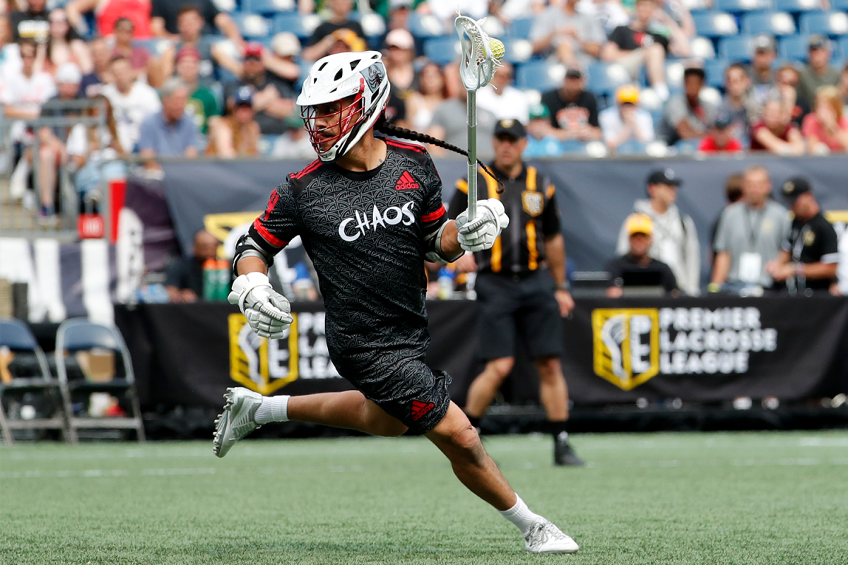 Lacrosse player Jeremy Thompson of the Onondaga Nation playing during a Premier Lacrosse League game