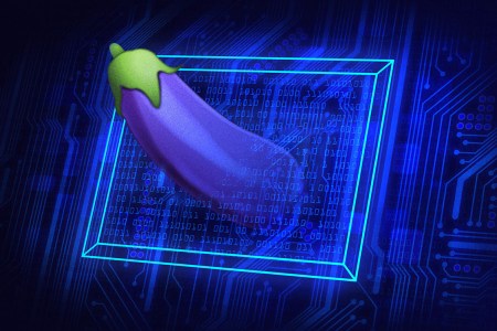 Eggplant emoji on blue background