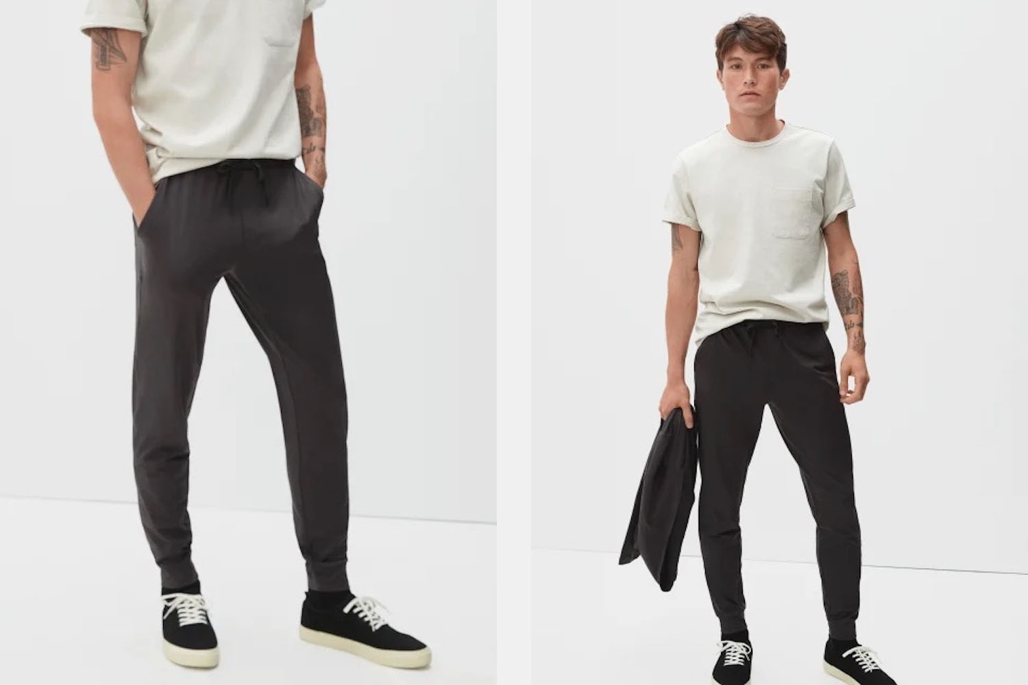 two model shots of the Everlane ReNew Air Pant