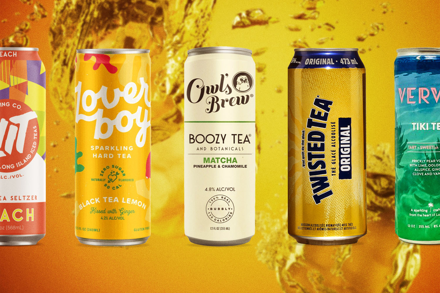 Five cans of boozy hard teas, a growing segment of the RTD market
