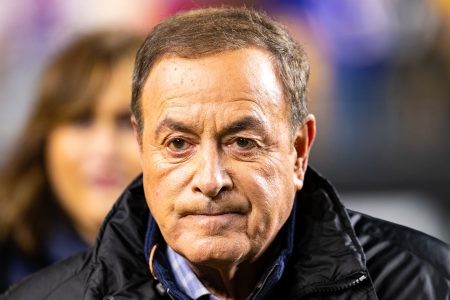 NBC sportscaster Al Michaels at an NFL game