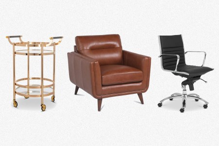 The Cosmo Bar Cart, Landon Leather Chair and Tampa Office Chair from Apt2B, all on sale during their Fourth of July event.