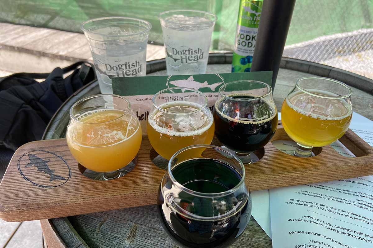 A selection of beers from Dogfish Head's brewery