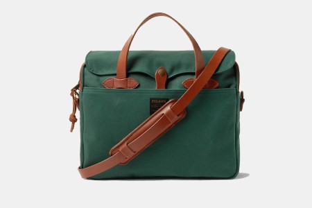 Filson limited-edition rugged twill briefcase in forest green