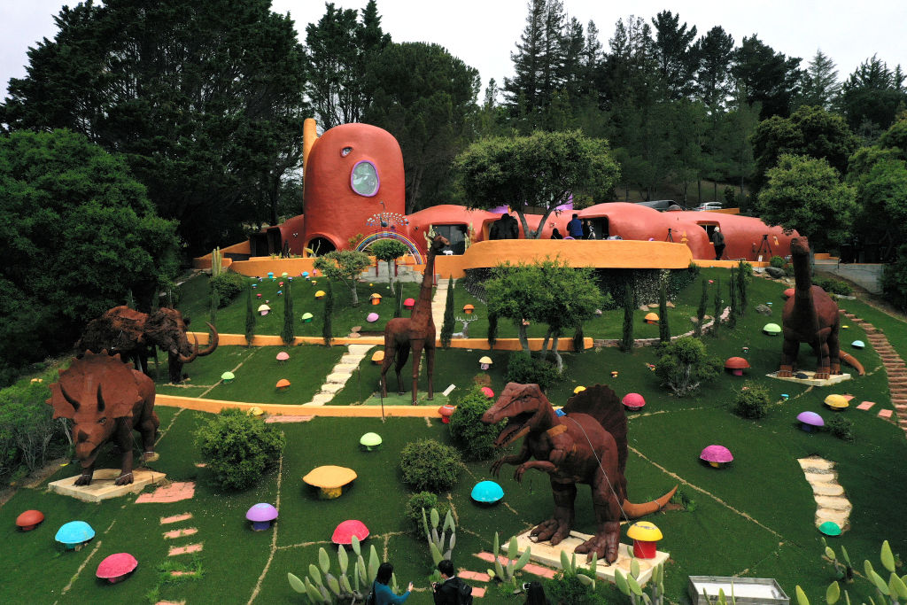 A view of the so-called Flintstone's House on April 11, 2019 in Hillsborough, California. A legal battle between the owner and the city just wrapped up.