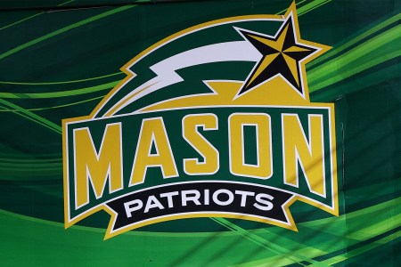 Green and yellow logo for the George Mason University Patriots