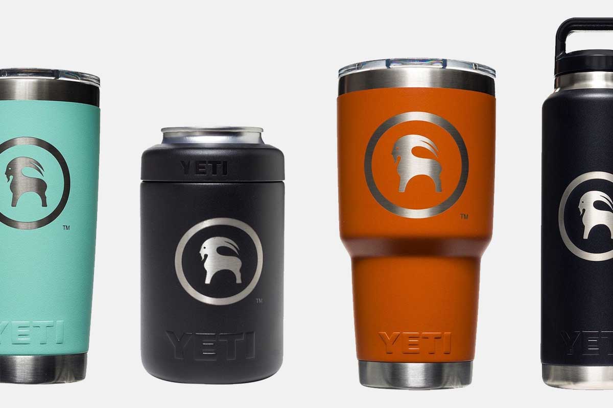 Backcountry branded tumblers and colsters from Yeti