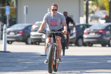 Arnold Schwarzenegger biking. The actor recently discussed his secrets for staying energetic at 73.