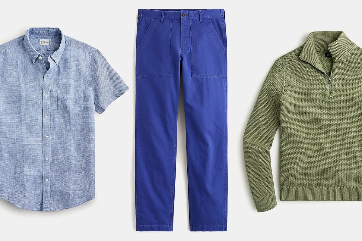 J.Crew menswear that's up to 60% off the sale price, including linen shirts, fatigue pants and half-zip sweaters