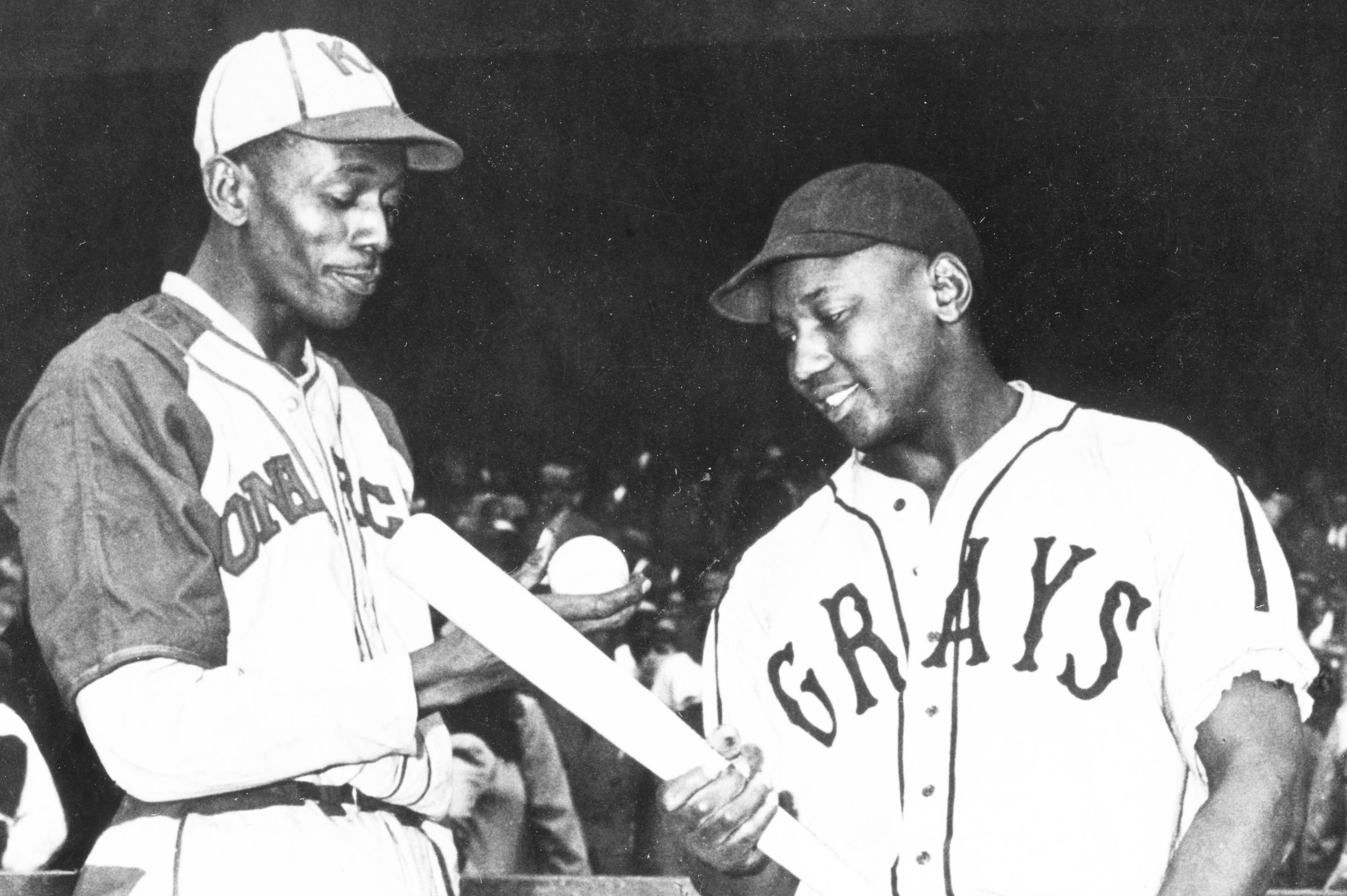 Pro baseball players Satchel Paige and Josh Gibson of the Negro Leagues