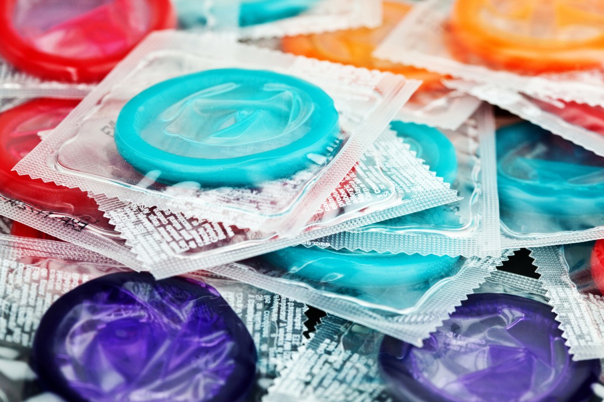 pile of brightly colored condoms