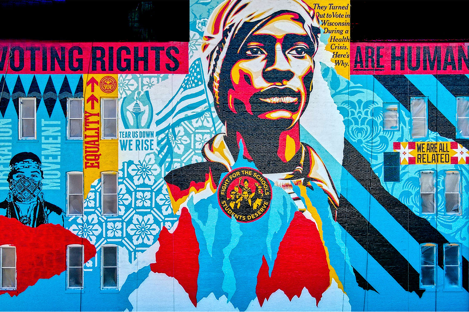 Shepard Fairey's mural "Voting Rights Are Human Rights" in Milwaukee, Wisconsin