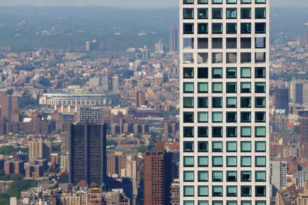 The skyscraper 432 Park Avenue, a residential building for the wealthy. A new apartment just went on sale for over $150 million.