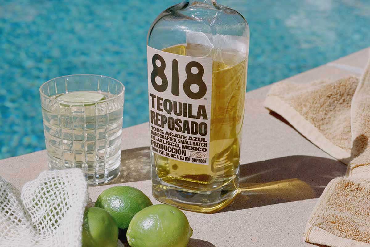 a bottle of 818 Reposado Tequila