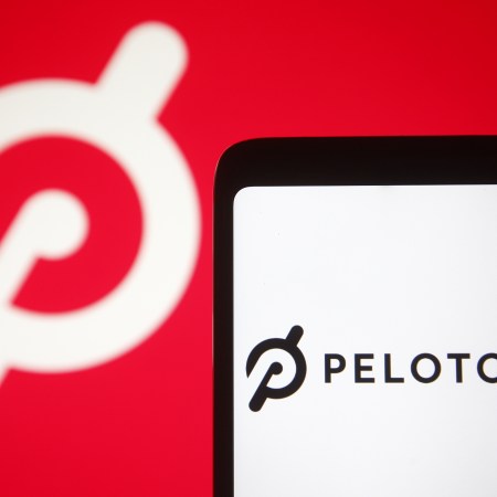 The Peleton logo and a screenshot. It turns out Peloton pays artists significantly more than Spotify or Apple Music.