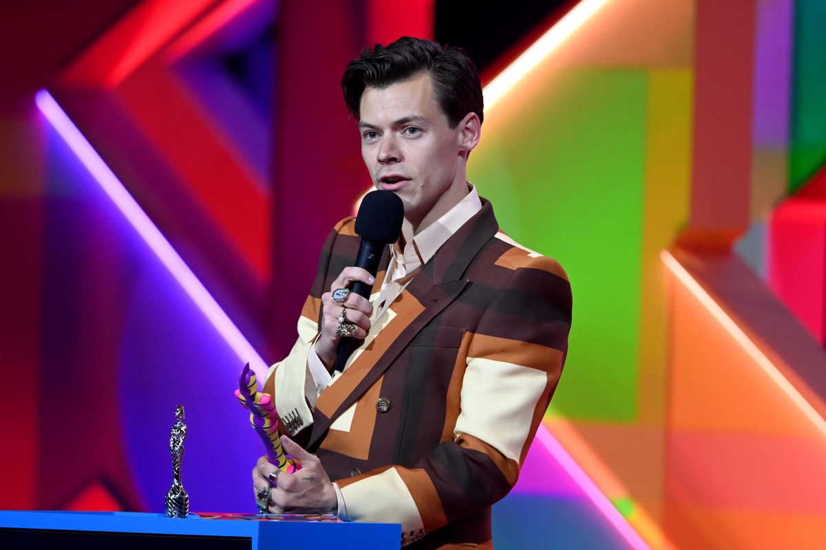 Harry Styles accepts his award for British Single during The BRIT Awards 2021 at The O2 Arena on May 11, 2021 in London, England. A new study suggests Styles is the pop star with the "cleanest" lyrics.