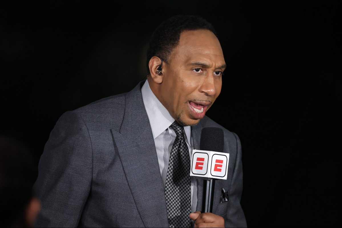 Stephen A. Smith commentating during Game Three of the NBA Finals between the Milwaukee Bucks and the Phoenix Suns. Smith recently had a xenophobic take on MLB star Shohei Ohtani.