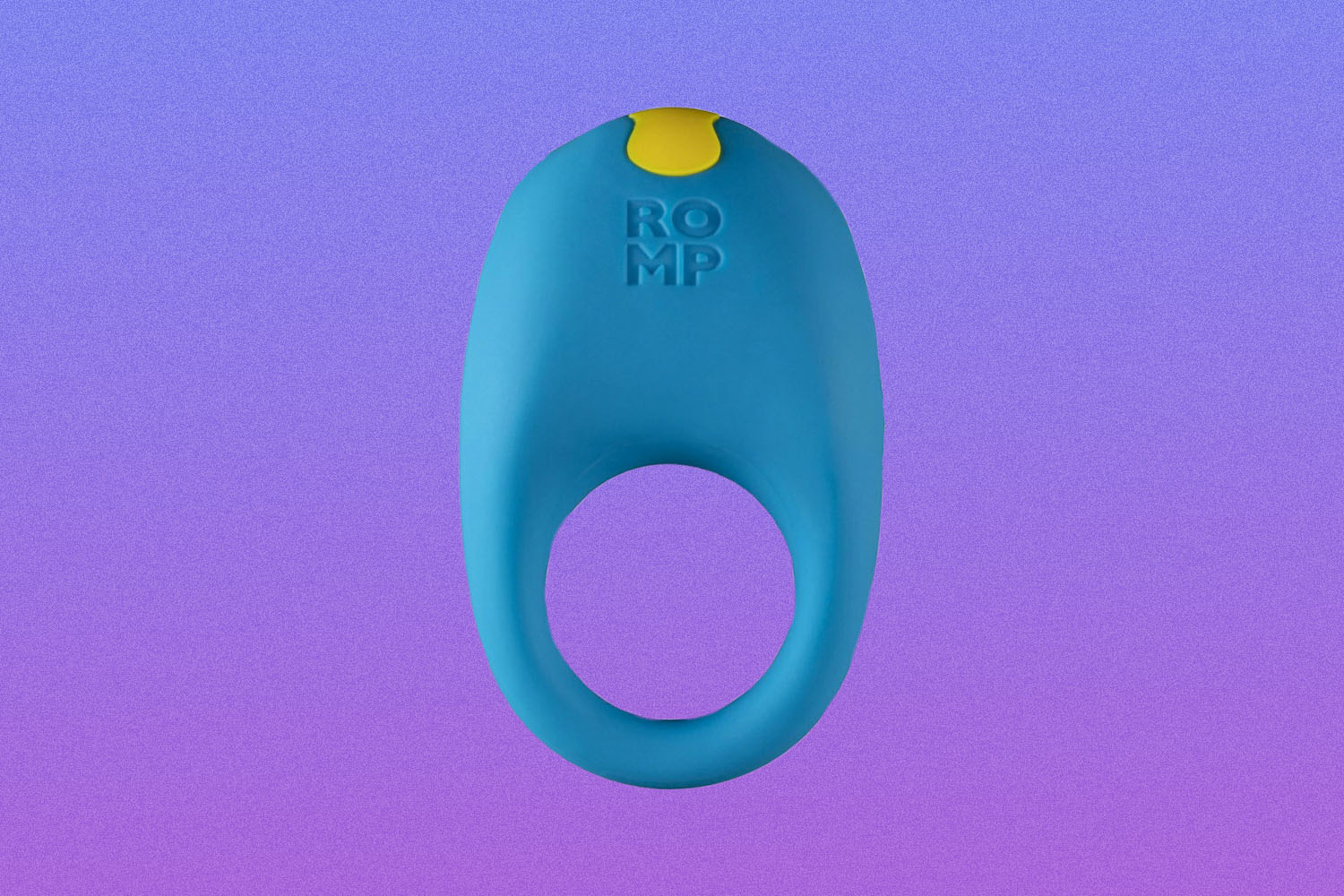 Blue penis ring on purple background