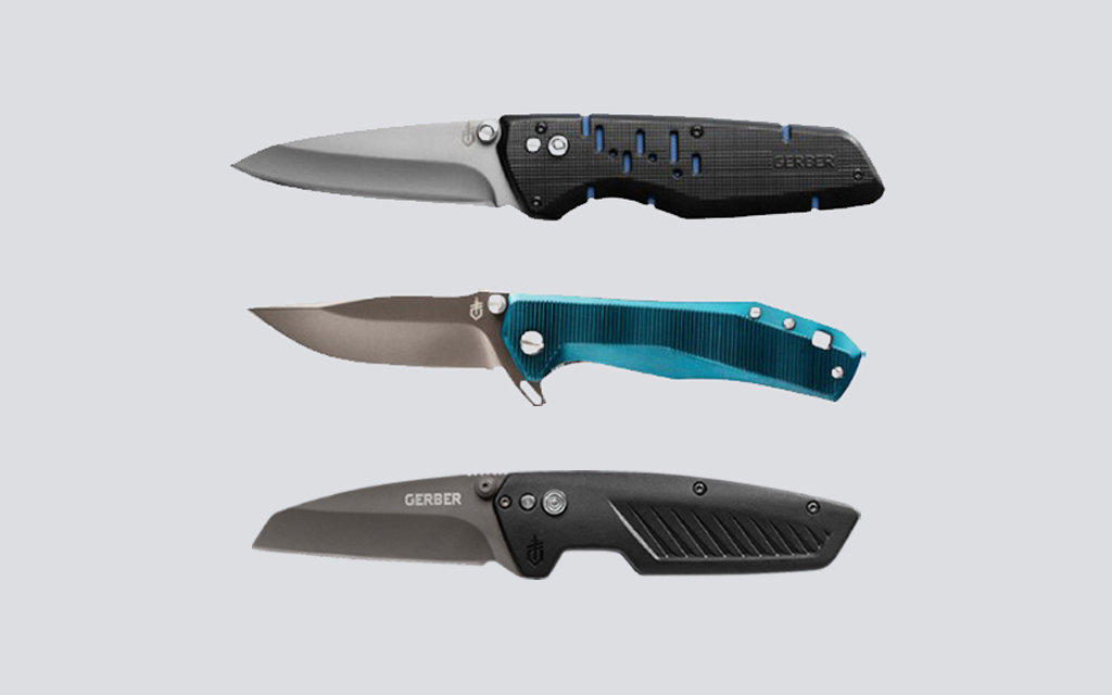 Three different EDC knives from Gerber. All the blades are on sale at REI Co-op.