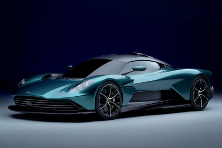 The front view of the new Aston Martin Valhalla supercar. The hypercar concept version will star in the new James Bond movie "No Time to Die."