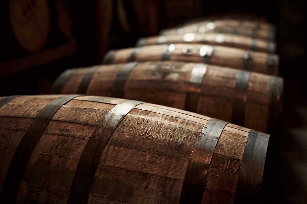 A stock photo of bourbon barrels from Kentucky. Rare bourbon prices have skyrocketed in the last year.