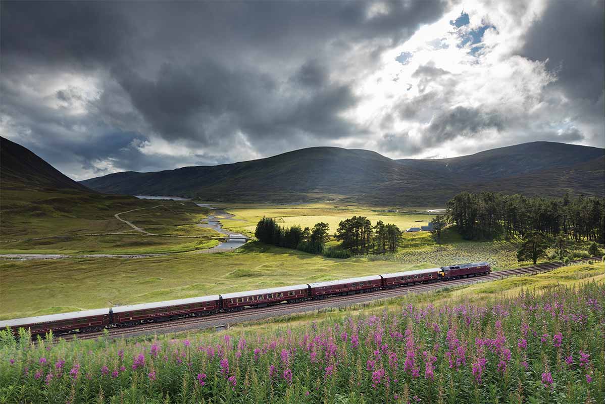 The Royal Scotsman train, which hosts four-night Scotch Malt Whisky Tours