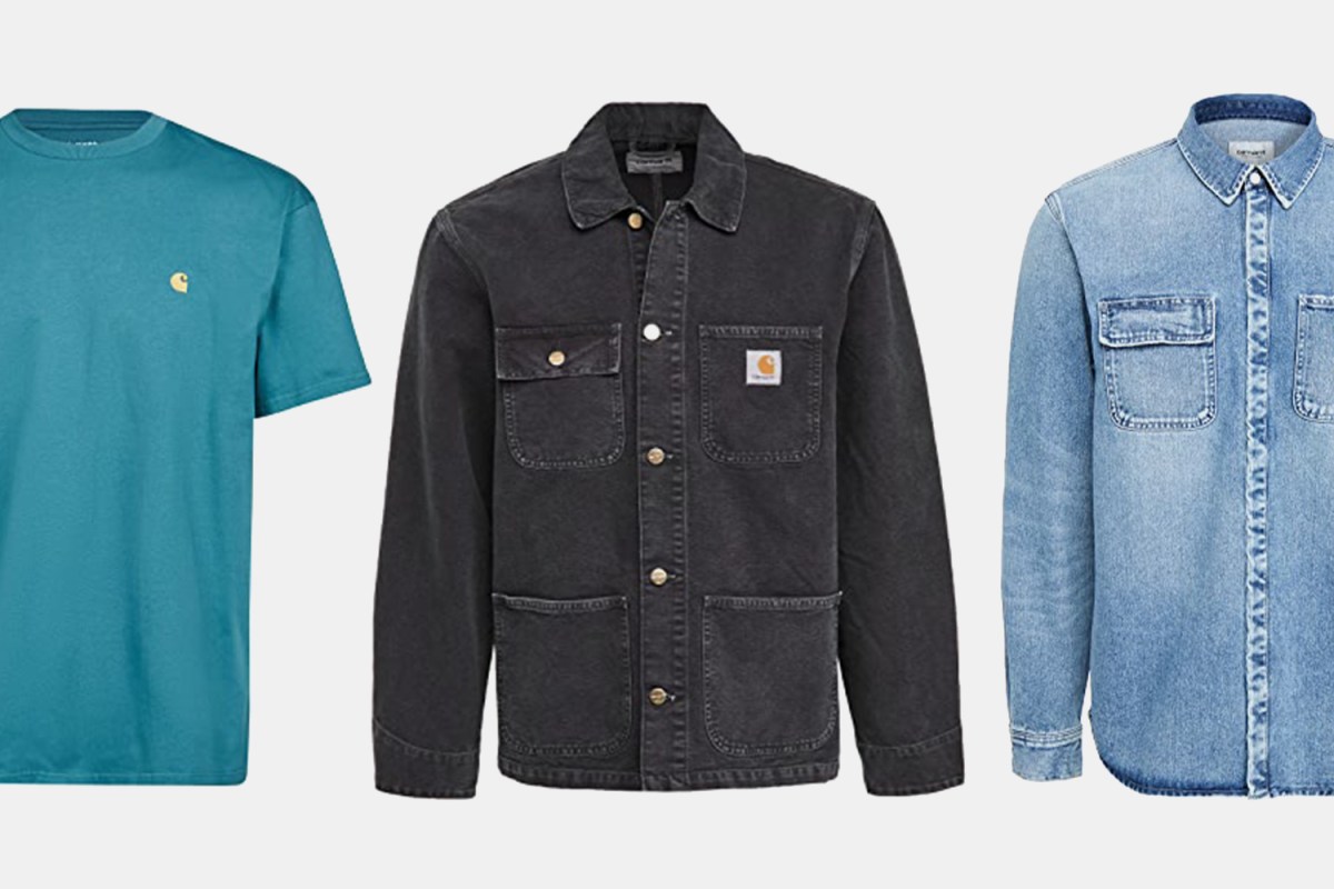 Carhartt WIP T-Shirt, Chore Jacket and Denim Button-Down, all of which are on sale at East Dane