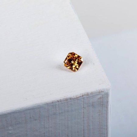 A square, color diamond from Eterneva diamond, a new Mark Cuban-backed startup that turns cremated ashes into diamonds