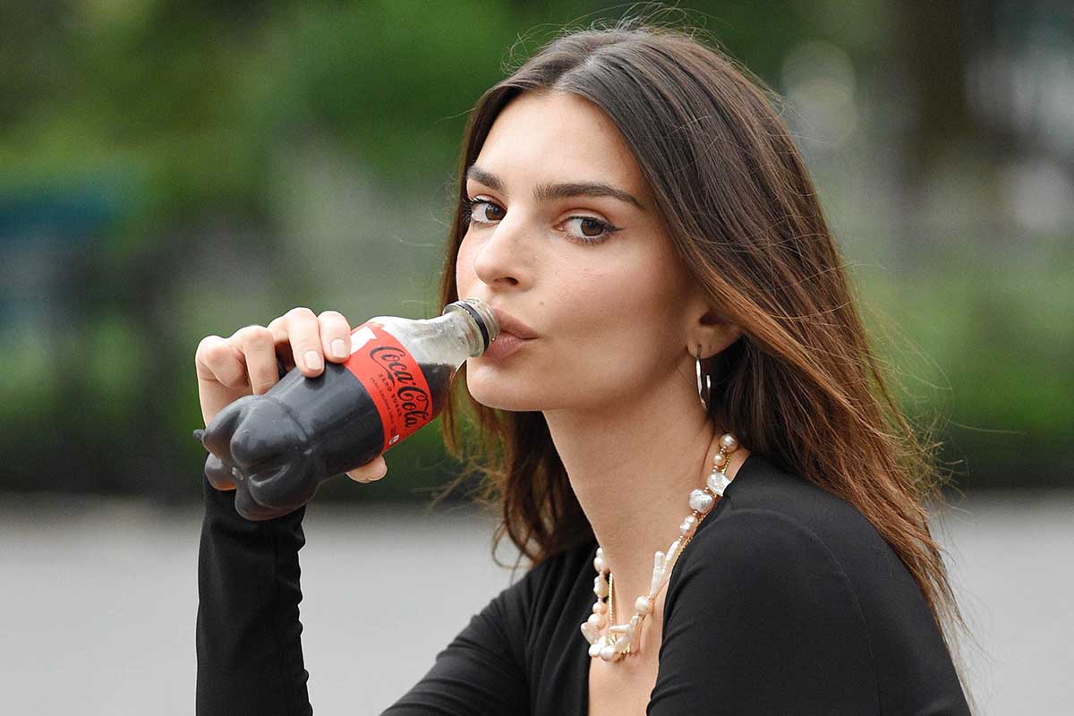 Emily Ratajkowski drinking the new Coca-Cola Zero Sugar