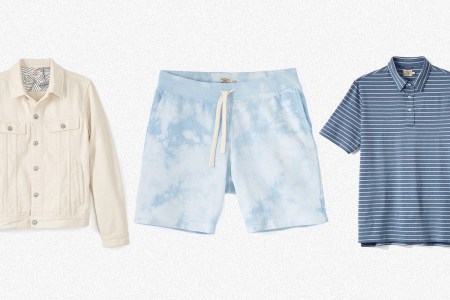 Faherty Storm Rider Denim Jacket, Tie-Dye Sweatshorts and Movement Polo. All the men's styles are on sale at Huckberry.