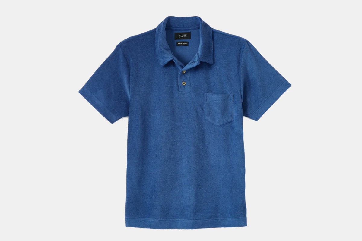 The Mr. Fantasy Terry Cloth Polo from Howlin in the color ocean blue, currently on sale at Huckberry