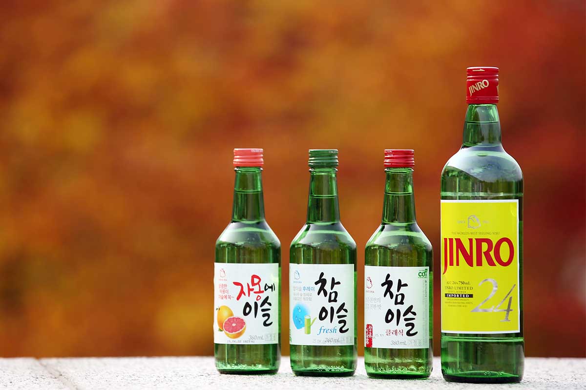 Bottles of Jinro soju, the world's best-selling spirit